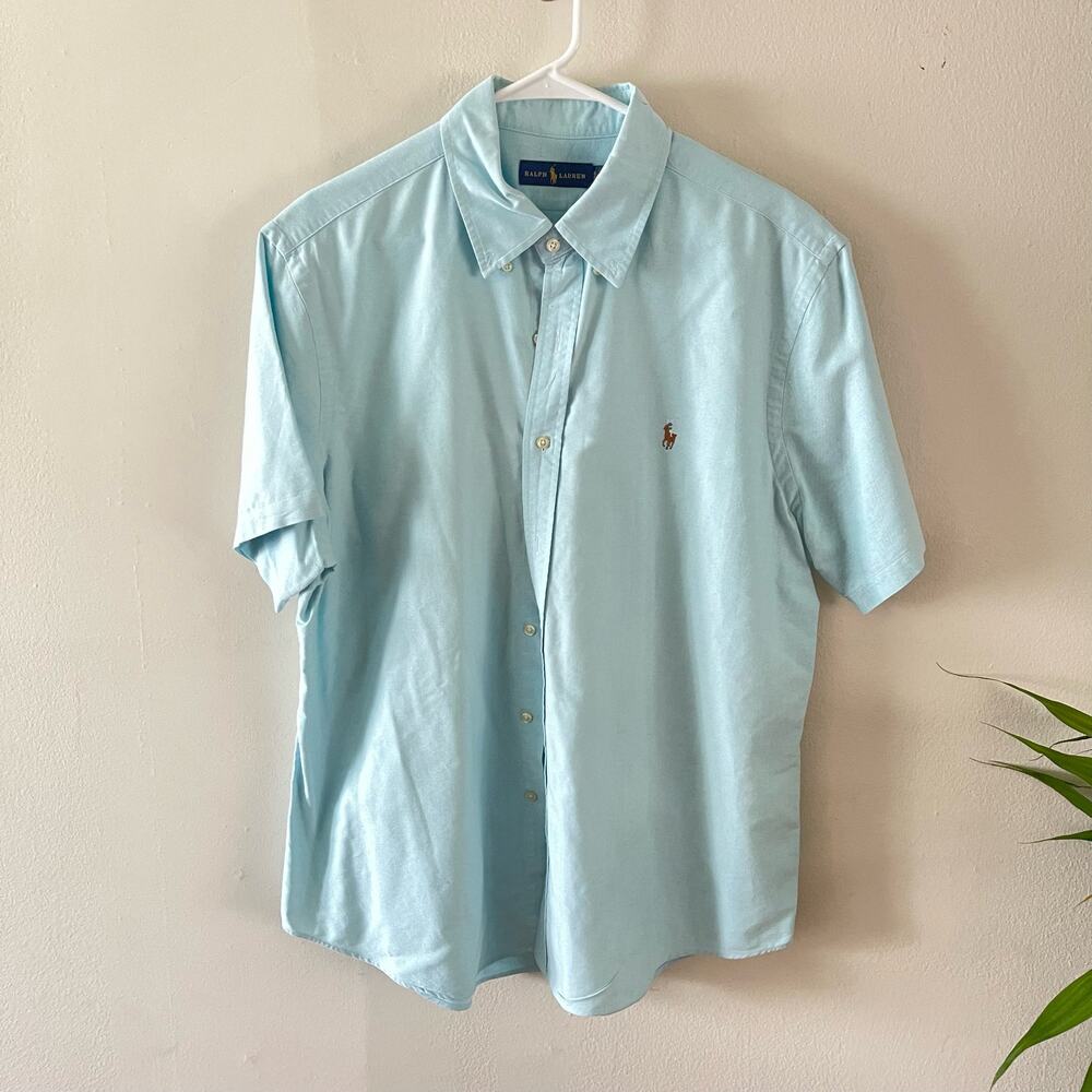 Ralph Lauren Mens XL Button Down Shirt Blue Academia Preppy Oxford Casual